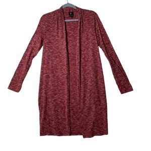 Bobeau Collection Long Cardigan Sweater Women Small Red USA Made Ribbed